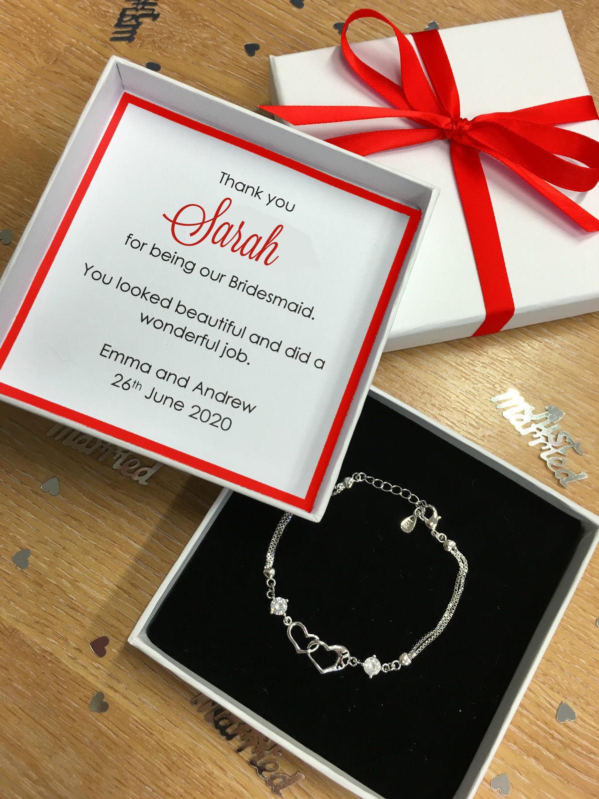 Personalised Thank You Bracelet - Red