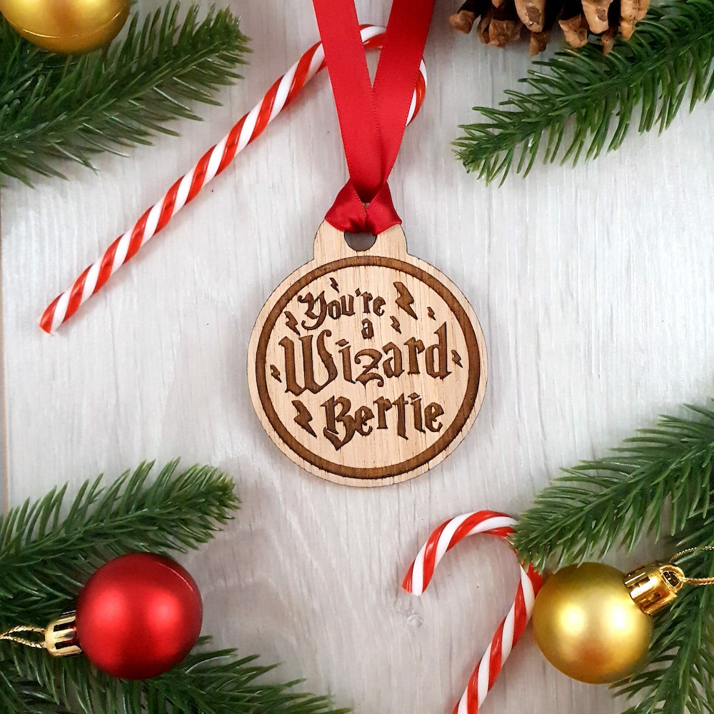 Personalised Tree Decoration - You're a Wizard Name